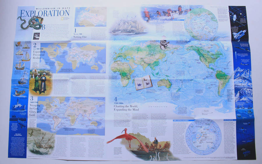 National Geographic Folded Map The Explorers February 1998