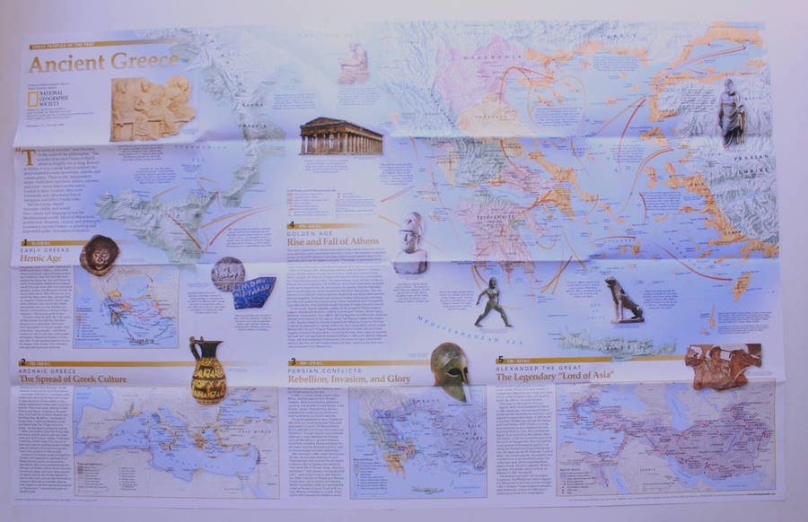 National Geographic Folded Map Ancient Greeks December 1999