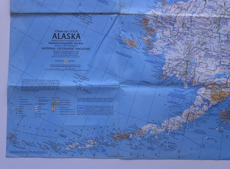 National Geographic Folded Map Alaska June 1975