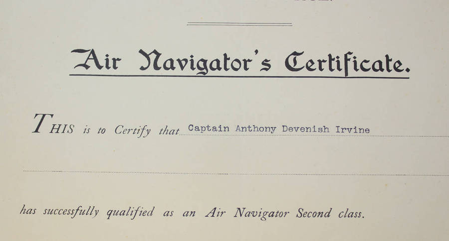 1938 Royal Air Force Navigators Certificate to a SAAF Captain