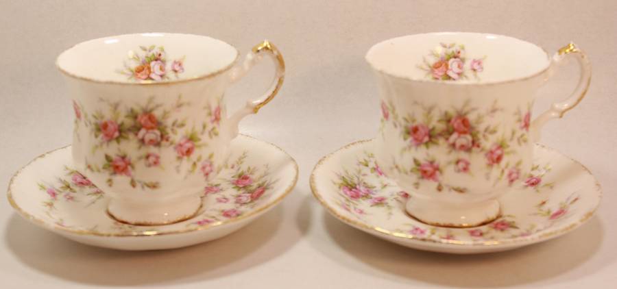 Pair of Paragon Victoriana Rose Bone China Footed Tea Cup and Saucer