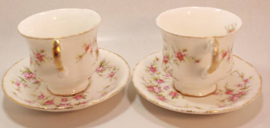 Pair of Paragon Victoriana Rose Bone China Footed Tea Cup and Saucer