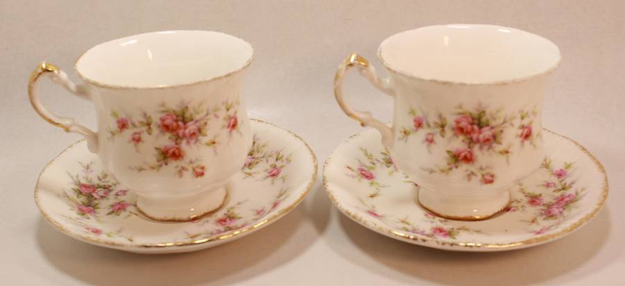 Pair of Paragon Victoriana Rose Bone China Footed Tea Cup and Saucer