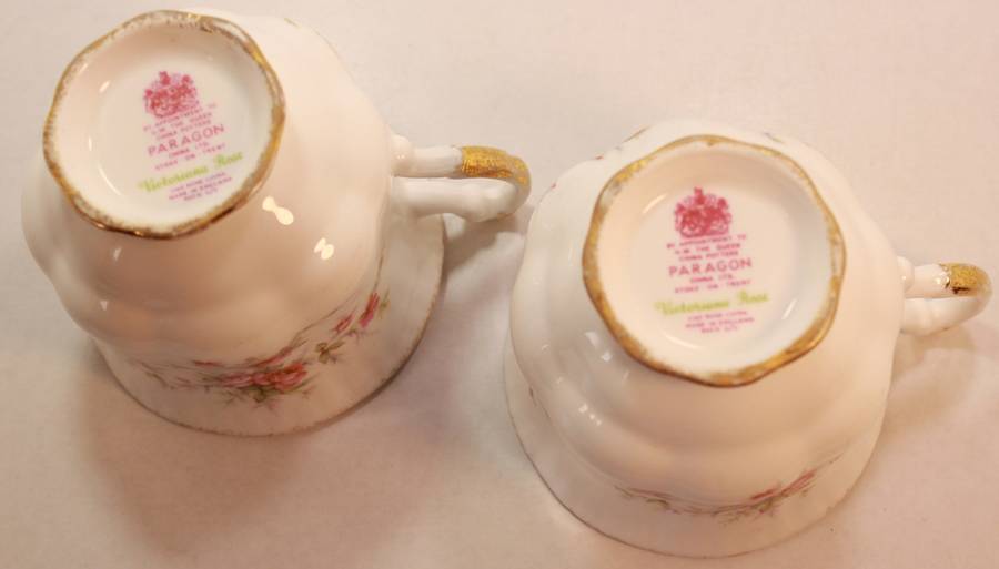Pair of Paragon Victoriana Rose Bone China Footed Tea Cup and Saucer