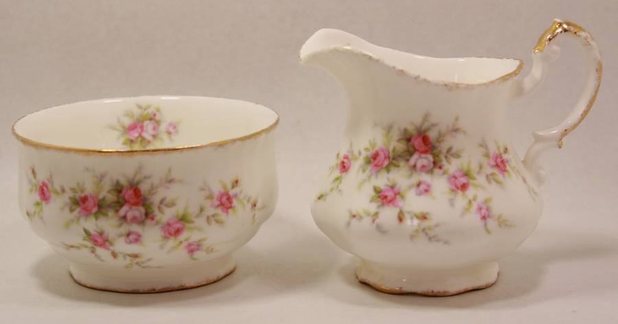 Paragon Victoriana Rose Bone China Footed Creamer and Sugar Bowl