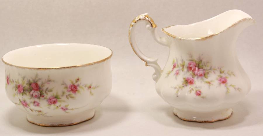 Paragon Victoriana Rose Bone China Footed Creamer and Sugar Bowl
