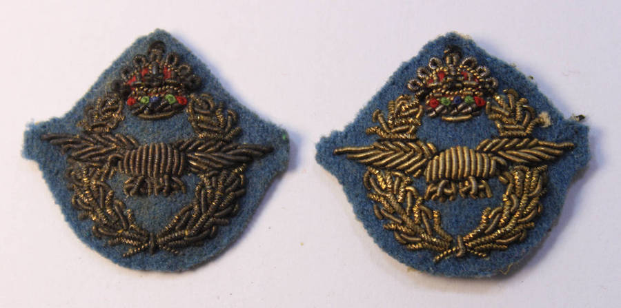 Pair of WW2 Officers SAAF Gilt Embroidered Cap Badges