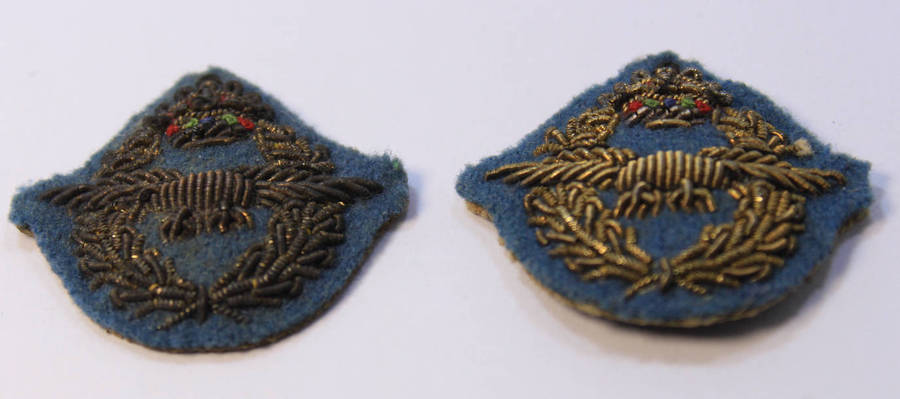 Pair of WW2 Officers SAAF Gilt Embroidered Cap Badges