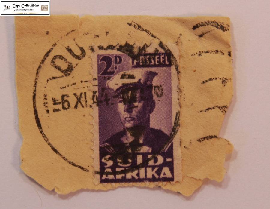 South Africa 2 Pence 1942 Bantam War Effort Stamp Navy Afrikaans (Scott 93)