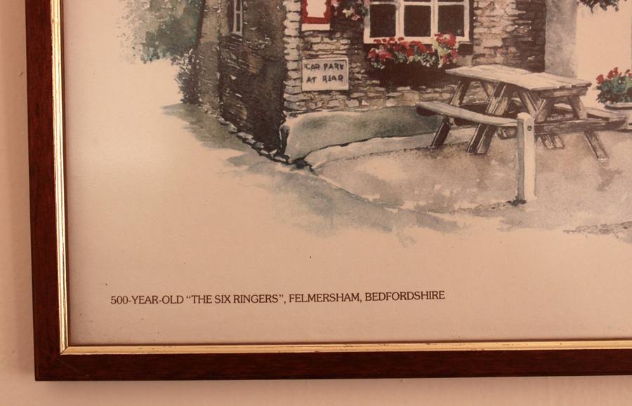 500 Year Old "The Six Ringers", Felmersham, Bedfordshire Reproduction Print by Ted Hoefsloot Framed