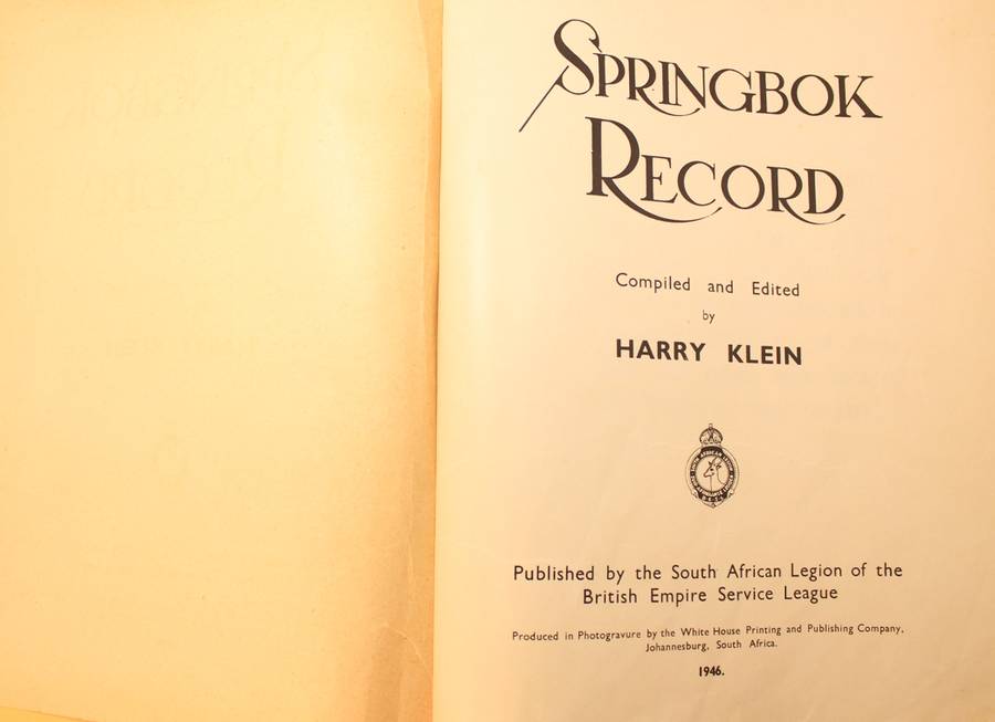 Springbok Record Compiled and Edited By Harry Klein Hardcover Book
