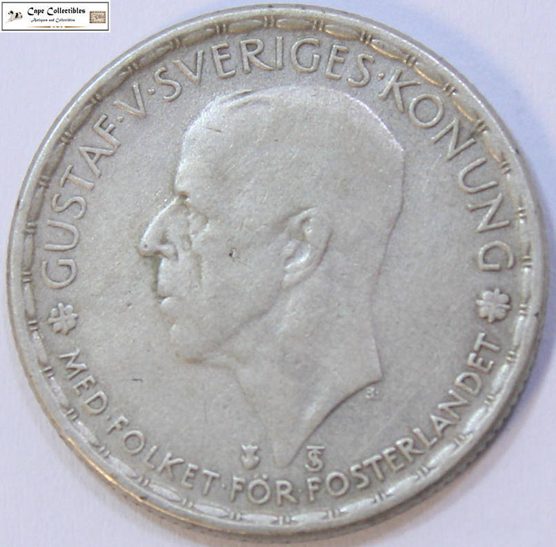 Sweden 1 Krona Gustav V 1946 Coin Circulated.