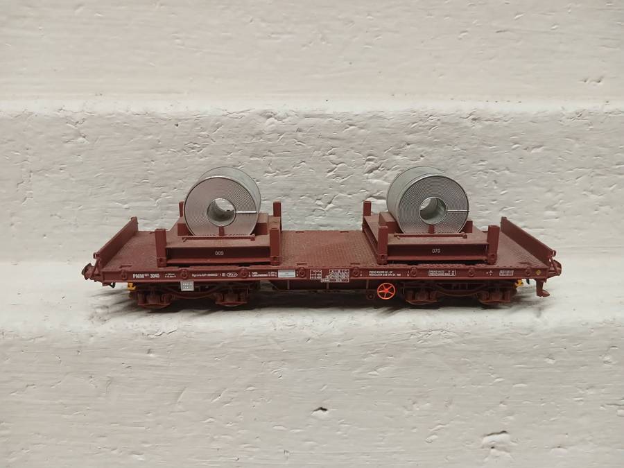 HO SCALE - ELECTROTREN - FLAT CAR WAGON WITH STEEL COIL LOAD