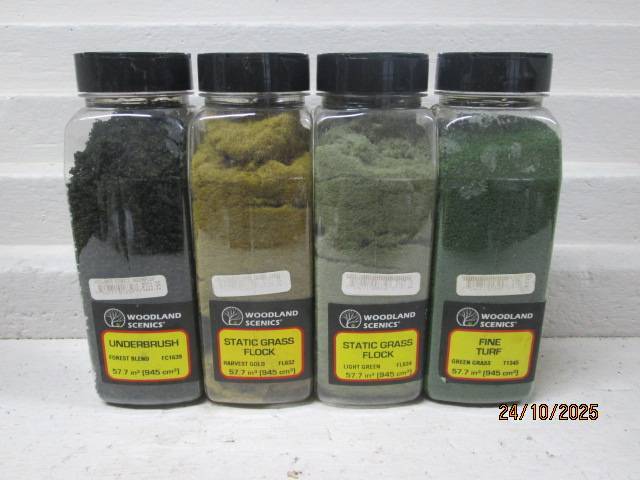 HO SCALE- WOODLAND SCENICS - VARIOUS SCATTER MATERIALS - X4 - BOXED
