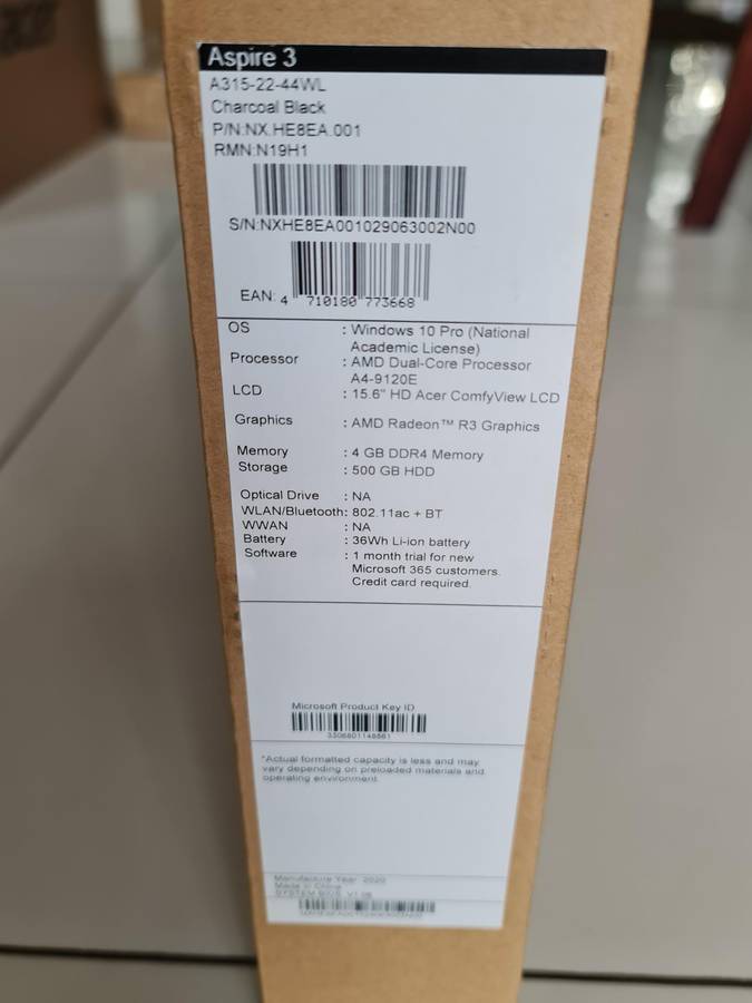 BRAND NEW SEALED - ACER ASPIRE 3 - AMD DUAL CORE - A4-9120E - 4GB - 500GB - AMD RADEON R3 GRAPHICS