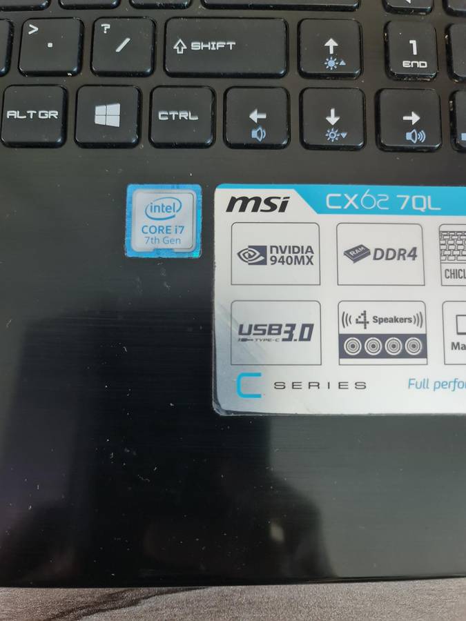 MSI CX627QL LAPTOP - CORE i7 7TH GEN - 4GB - 500GB - 15.6 INCH-NVIDIA 940 2GB GRAPHICS - PLEASE READ