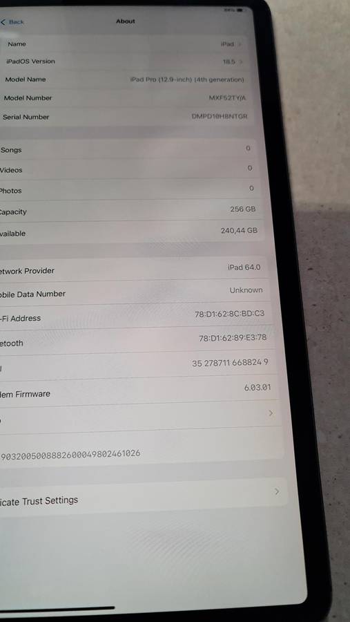 APPLE IPAD PRO 12.9 (4TH GEN) - A2332 - 2020 MODEL - 256GB - WIFI AND CELLULAR