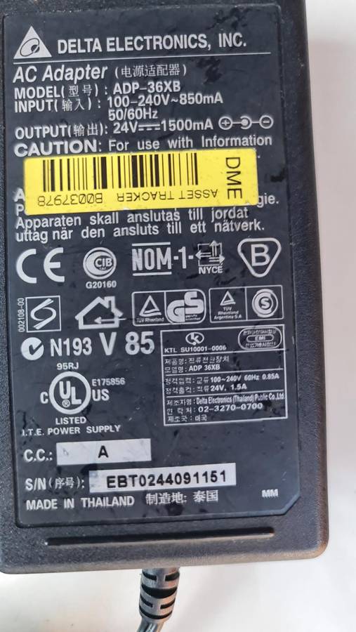 DELTA CHARGER - AS PER PIC - 24V - 150mA - FULL WORKING CONDITION