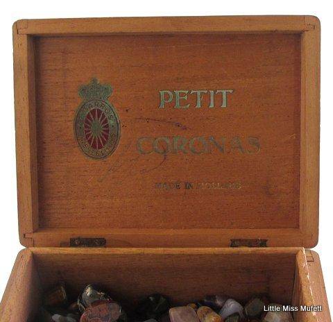 Over 170 Semi precious stones in an old cigar box