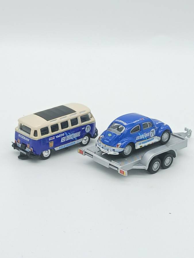 Schuco VW TI Samba Bus & VW Beetle rally set 1:87 HO