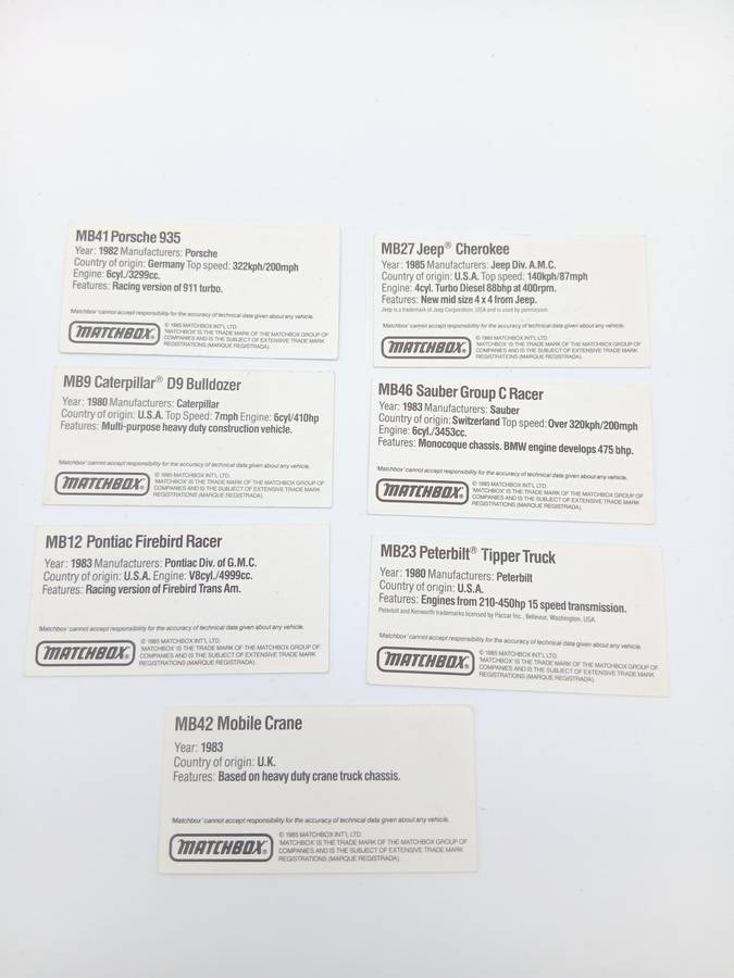 Matchbox 1986 Miniatures Collection Card Album with cards