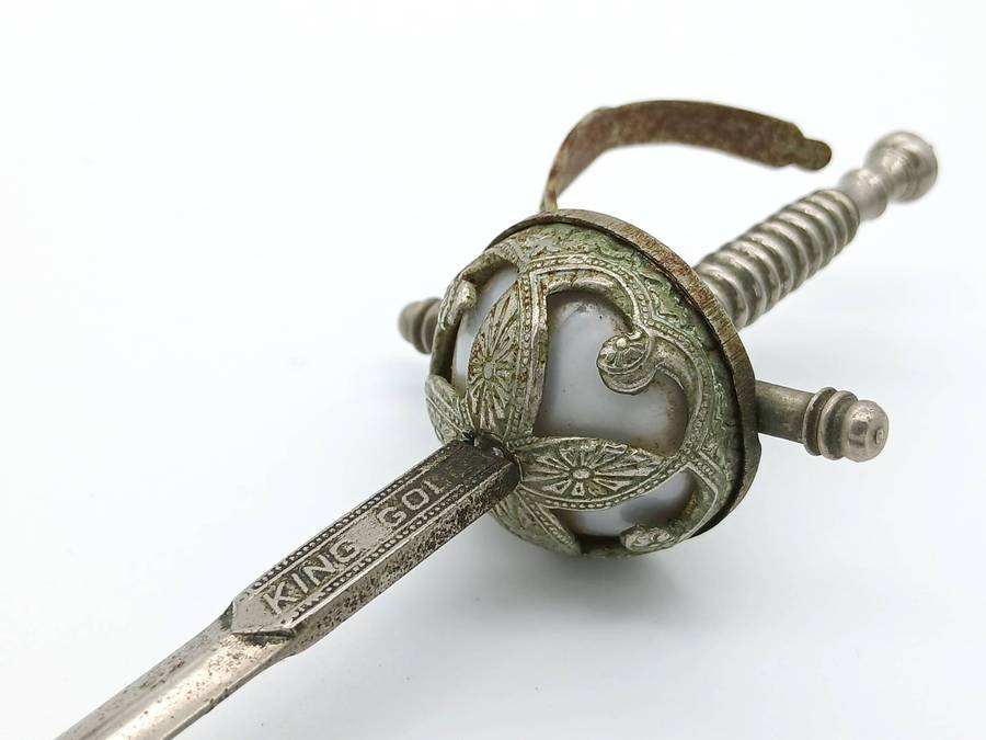 Vintage King Gold letter opener sword for restoration