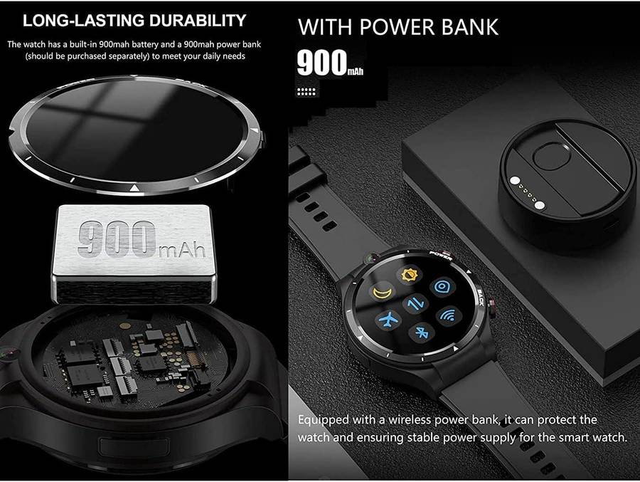 LEMFO Android 10.7 Fitness Smart Watch 1.61 Inch HD Touch Screen 4G+128G Memory 2MP+5MP Dual Camera