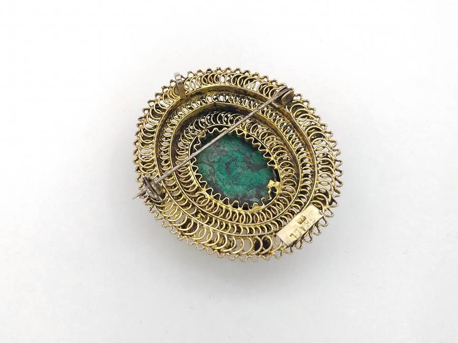 1950s gilded silver Israeli brooch with eilat stone
