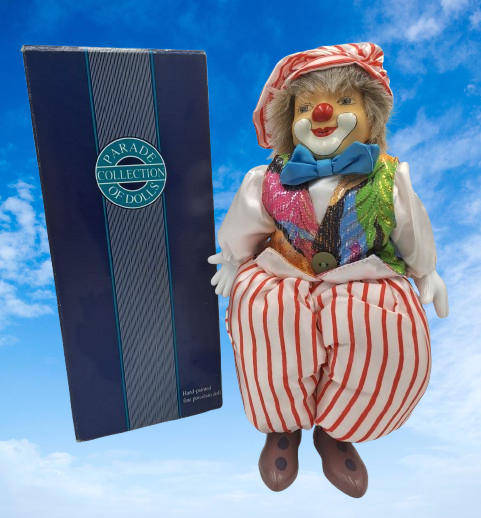 Vintage Hand-Painted Fine Porcelain Doll-Circus Clown - Parade of Dolls Collection -boxed.