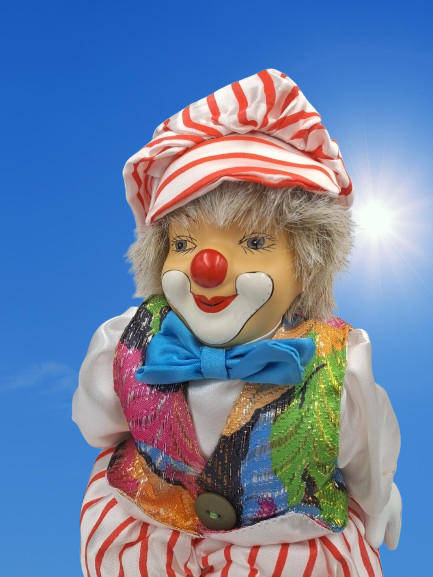 Vintage Hand-Painted Fine Porcelain Doll-Circus Clown - Parade of Dolls Collection -boxed.