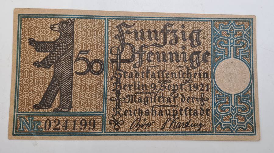 1921  Germany  German notgeld  Berlin, Prussian province  50 Pfennigs Districts Series - Issue 2
