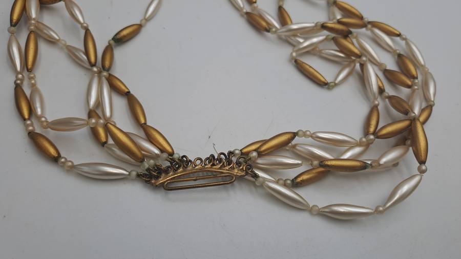 Vintage ORNELLA Necklace with Large Mother of Pearl Pendant -Made in Italy