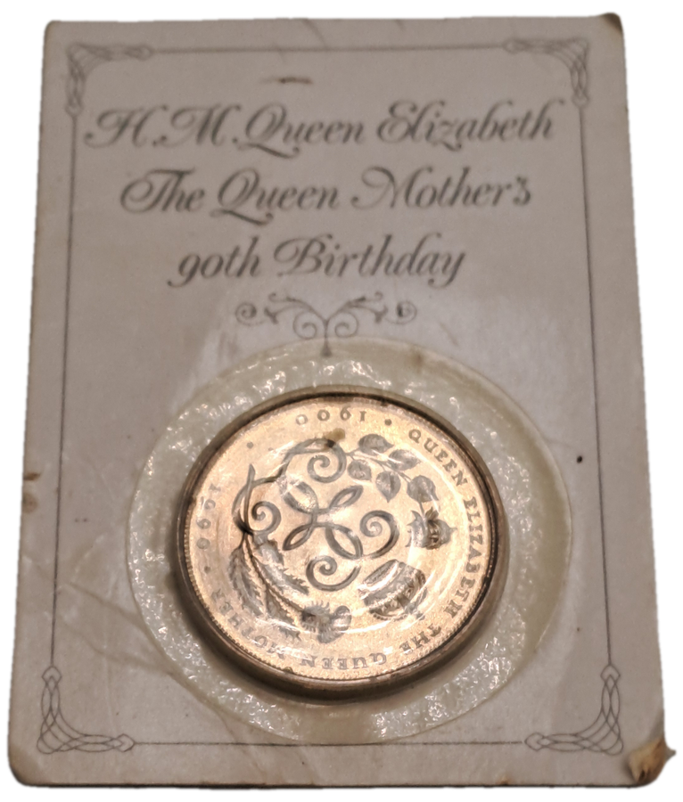1990 United Kingdom UNC 5 Pounds - Elizabeth II 3rd portrait, Queen Mother 90th Birthday -sealed