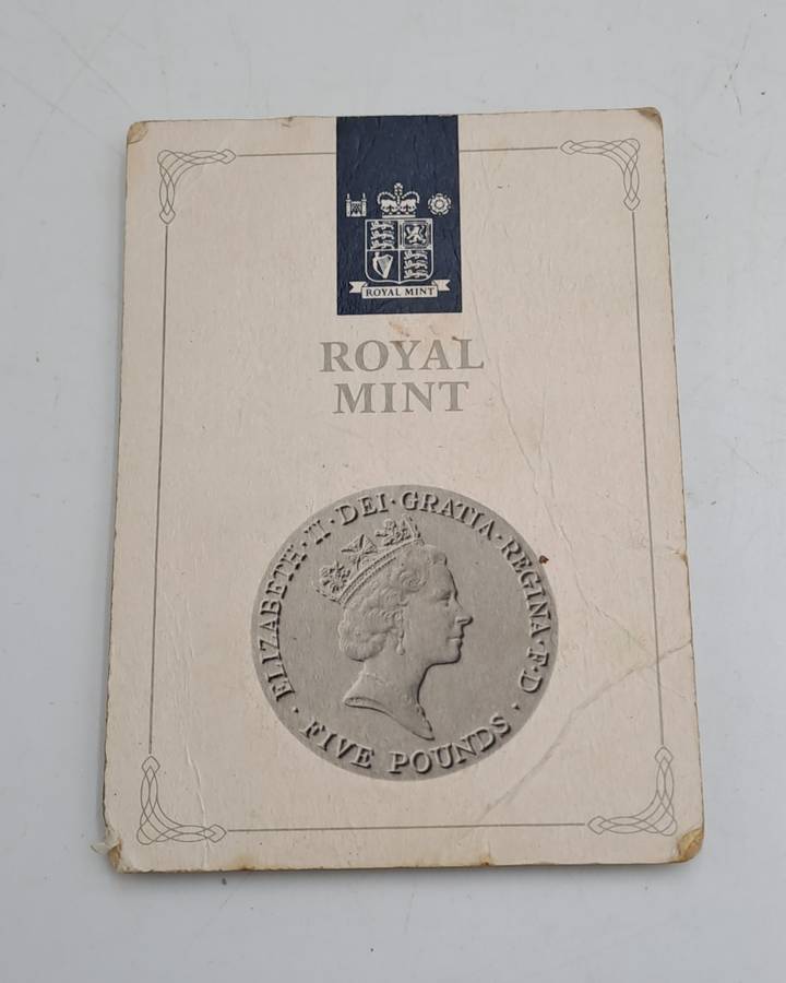 1990 United Kingdom UNC 5 Pounds - Elizabeth II 3rd portrait, Queen Mother 90th Birthday -sealed