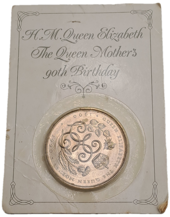 1990 United Kingdom UNC 5 Pounds - Elizabeth II 3rd portrait, Queen Mother 90th Birthday -sealed