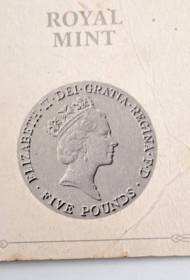1990 United Kingdom UNC 5 Pounds - Elizabeth II 3rd portrait, Queen Mother 90th Birthday -sealed