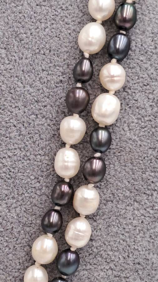 Long Vintage Genuine Pearl Necklace 130cm (1,3 Meter) -White Pearls are 8mm