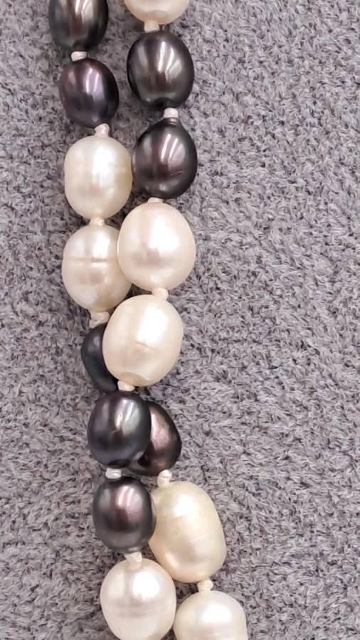 Long Vintage Genuine Pearl Necklace 130cm (1,3 Meter) -White Pearls are 8mm