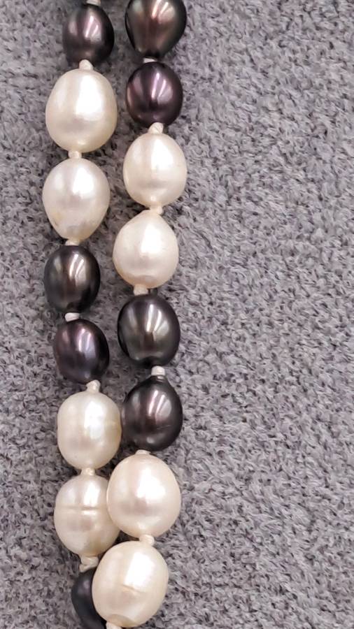 Long Vintage Genuine Pearl Necklace 130cm (1,3 Meter) -White Pearls are 8mm