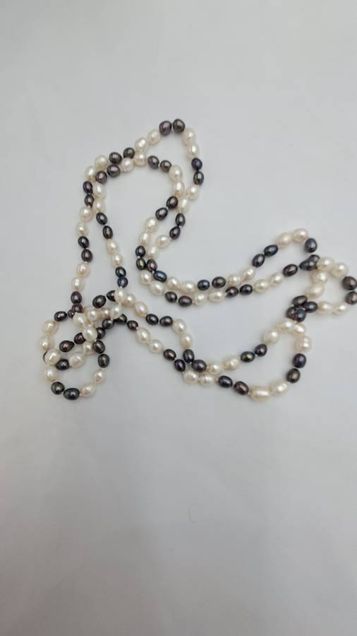 Long Vintage Genuine Pearl Necklace 130cm (1,3 Meter) -White Pearls are 8mm