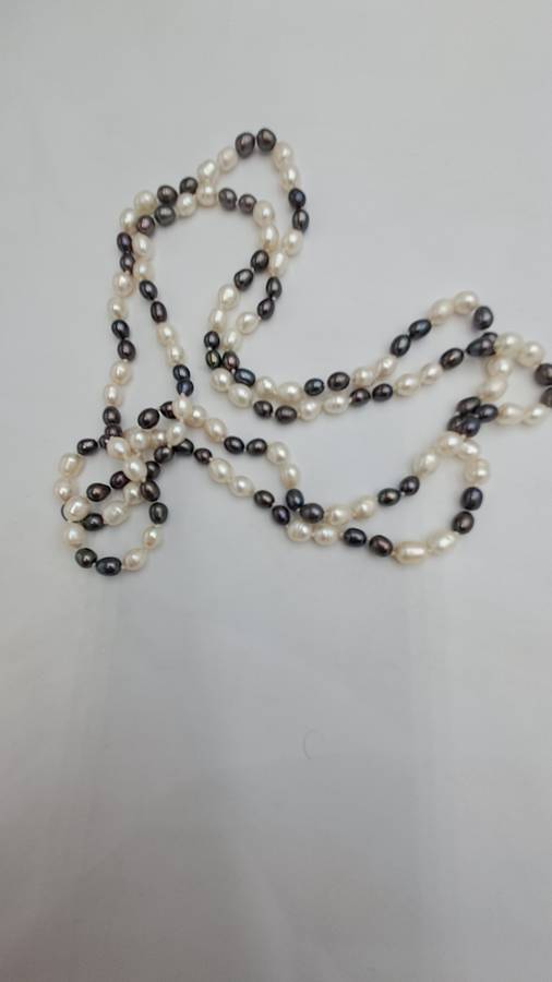 Long Vintage Genuine Pearl Necklace 130cm (1,3 Meter) -White Pearls are 8mm