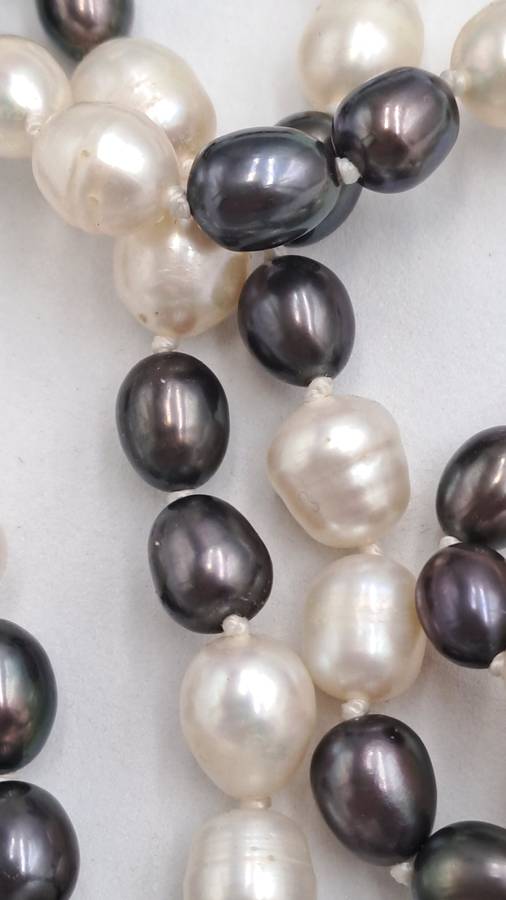 Long Vintage Genuine Pearl Necklace 130cm (1,3 Meter) -White Pearls are 8mm