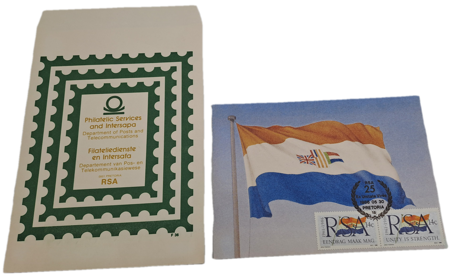 1961 To 1986 RSA 25 Years Postcard with Stamps- in Philatelic Services envelope -