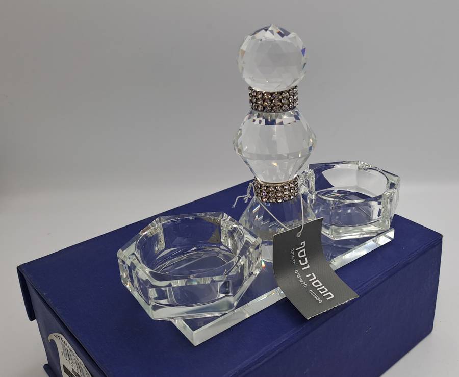 Hamsa Crystal Judaica Candle Holder -Boxed -Unused -Top Quality