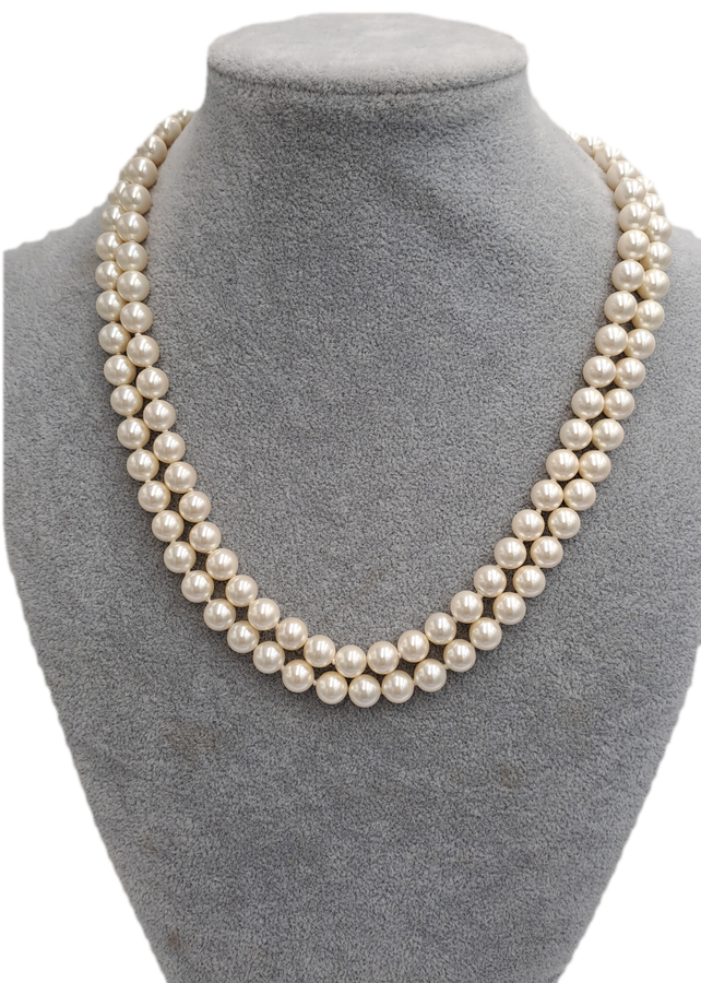 Vintage 84cm Faux? Pearl Necklace with a 14kt Gold Clasp