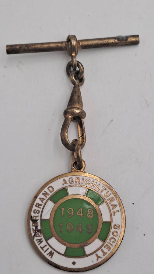 1948 and 1949 Witwatersrand Agricultural Society Medal -No 1195 -Brass and Enamel -Mappin &Webb