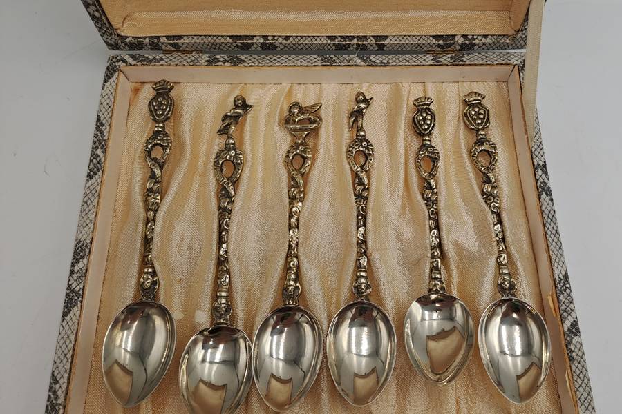 6pc Vintage Italian Demitasse Tea Spoons -Boxed