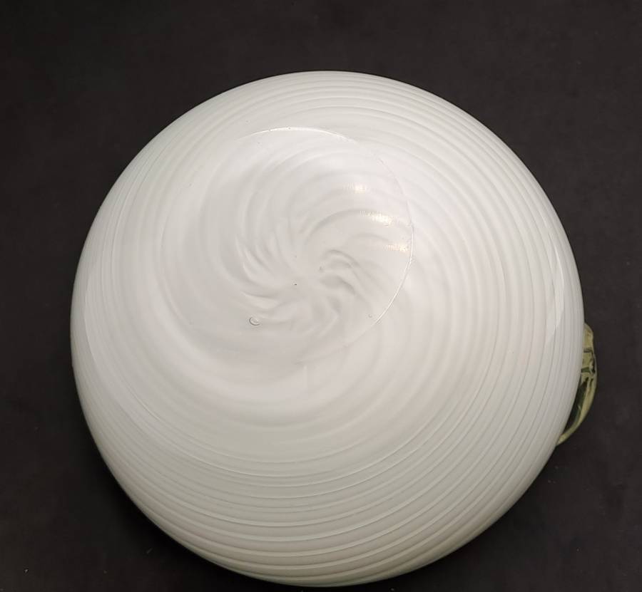 Murano Art Glass Brilliant White Swirl Apple