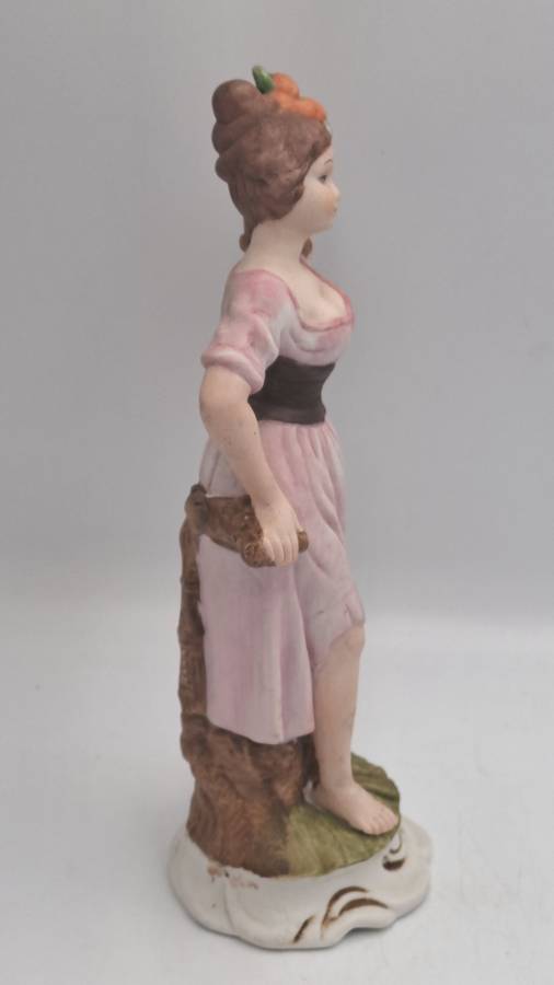 Vintage Taiwanese Ceramic Statue Figurine Farmer Women Art Deco Figure Bibelot