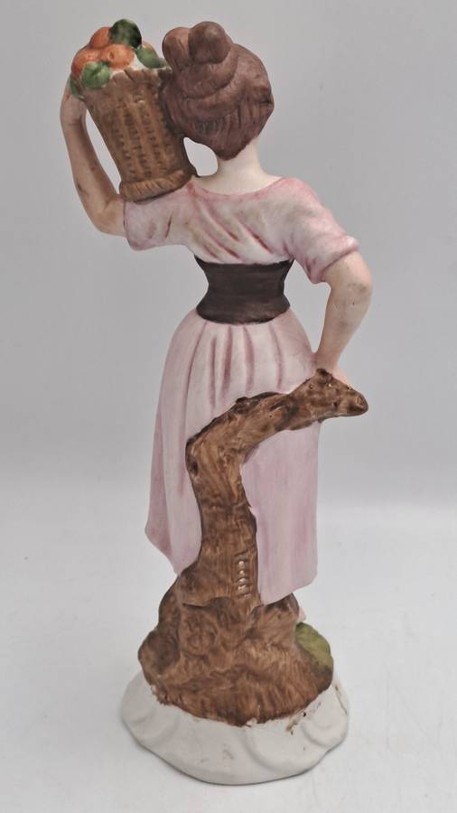 Vintage Taiwanese Ceramic Statue Figurine Farmer Women Art Deco Figure Bibelot